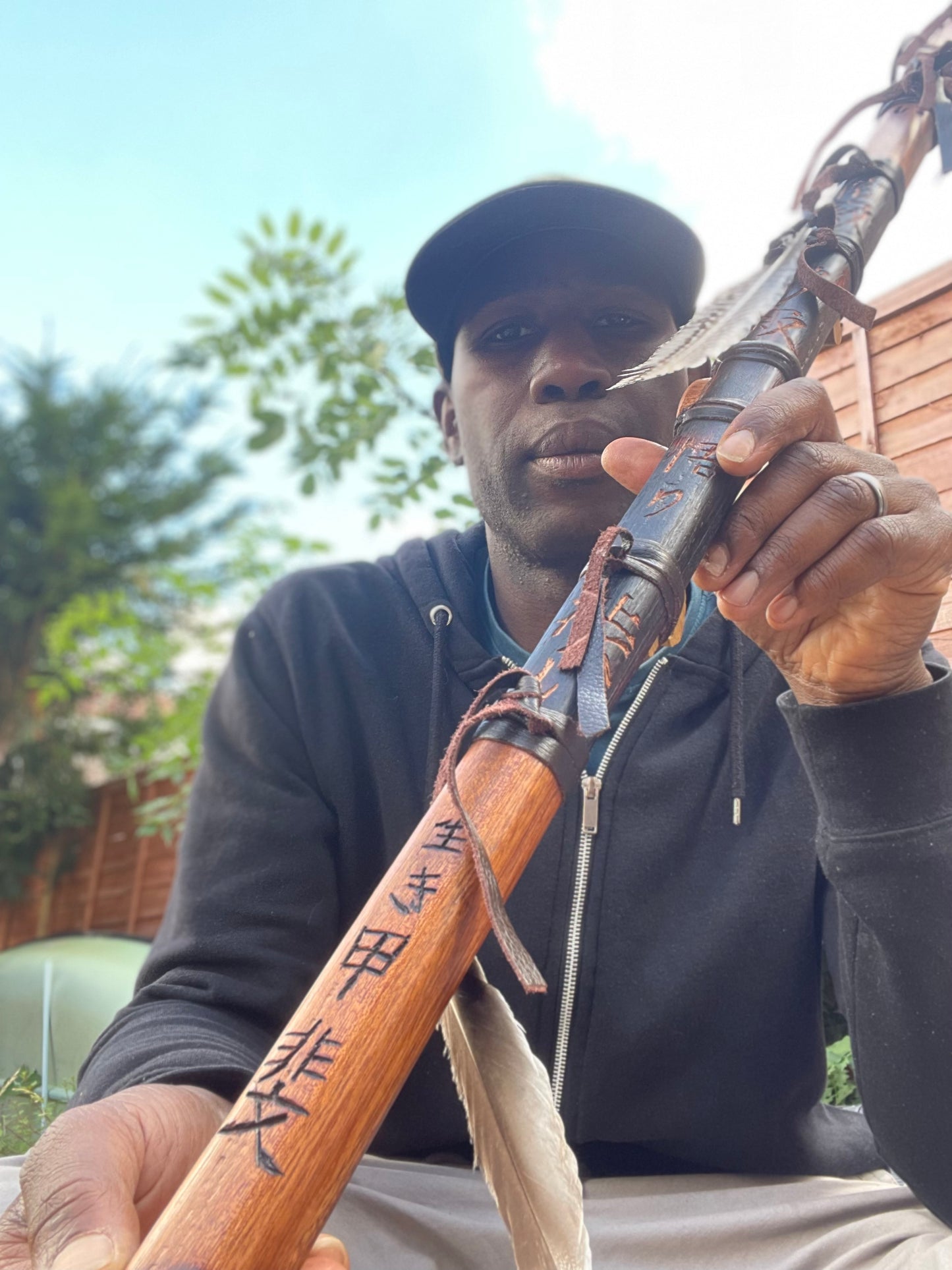 Drone Flute Walking Staff flute - In the key of A minor 432hz Custom Made to order item.