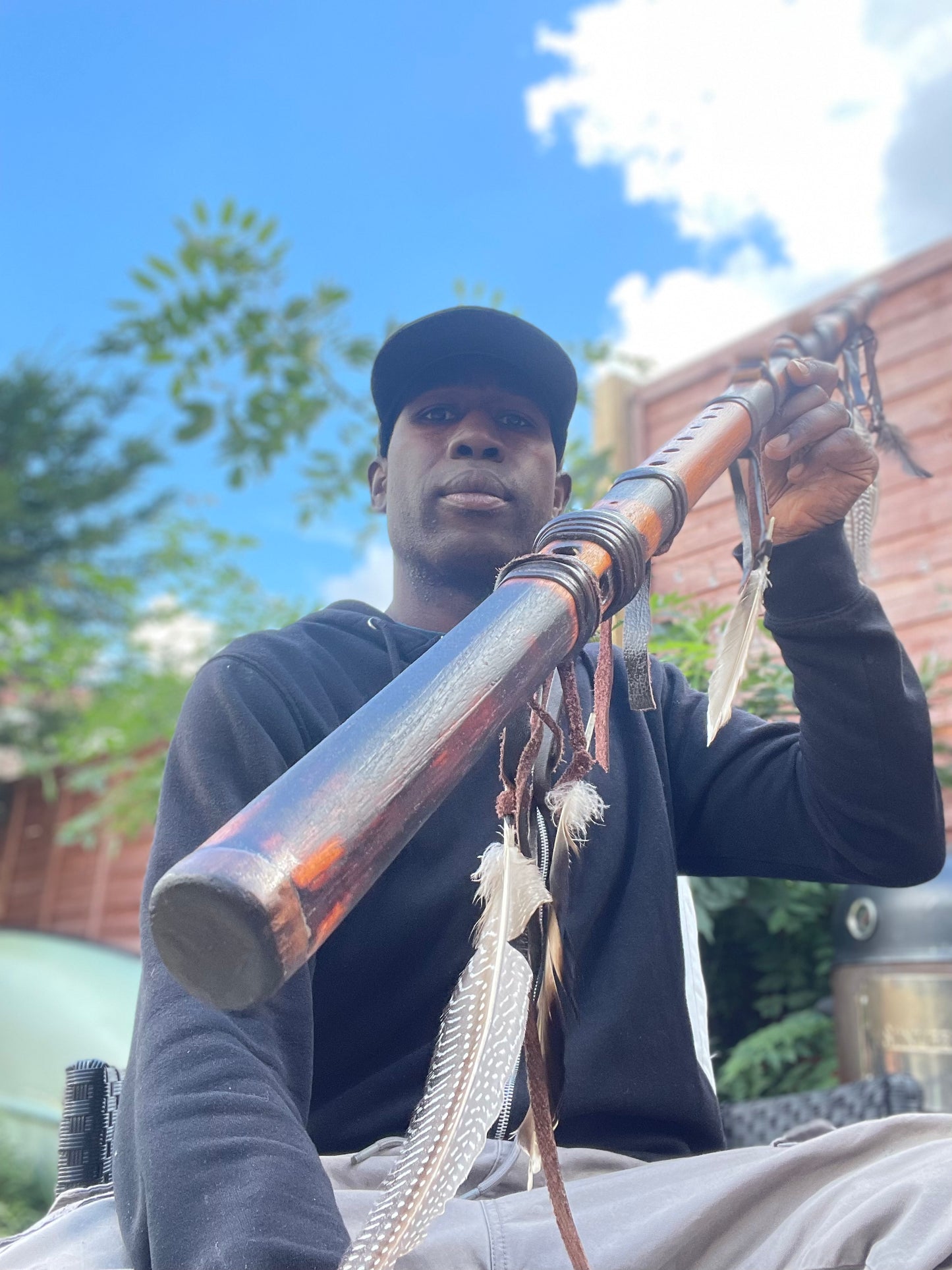 Drone Flute Walking Staff flute - In the key of A minor 432hz Custom Made to order item.