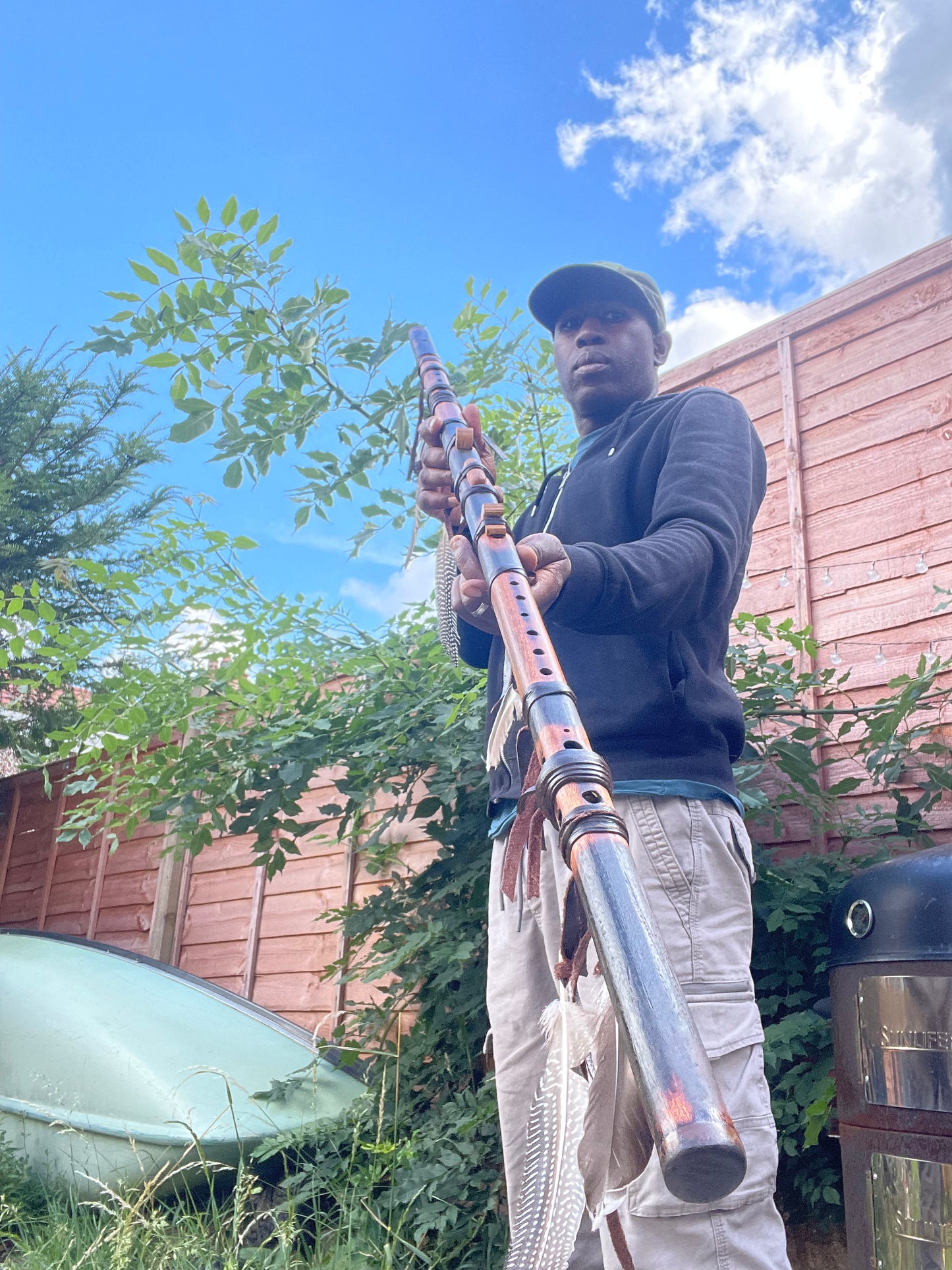 Drone Flute Walking Staff flute - In the key of A minor 432hz Custom Made to order item.