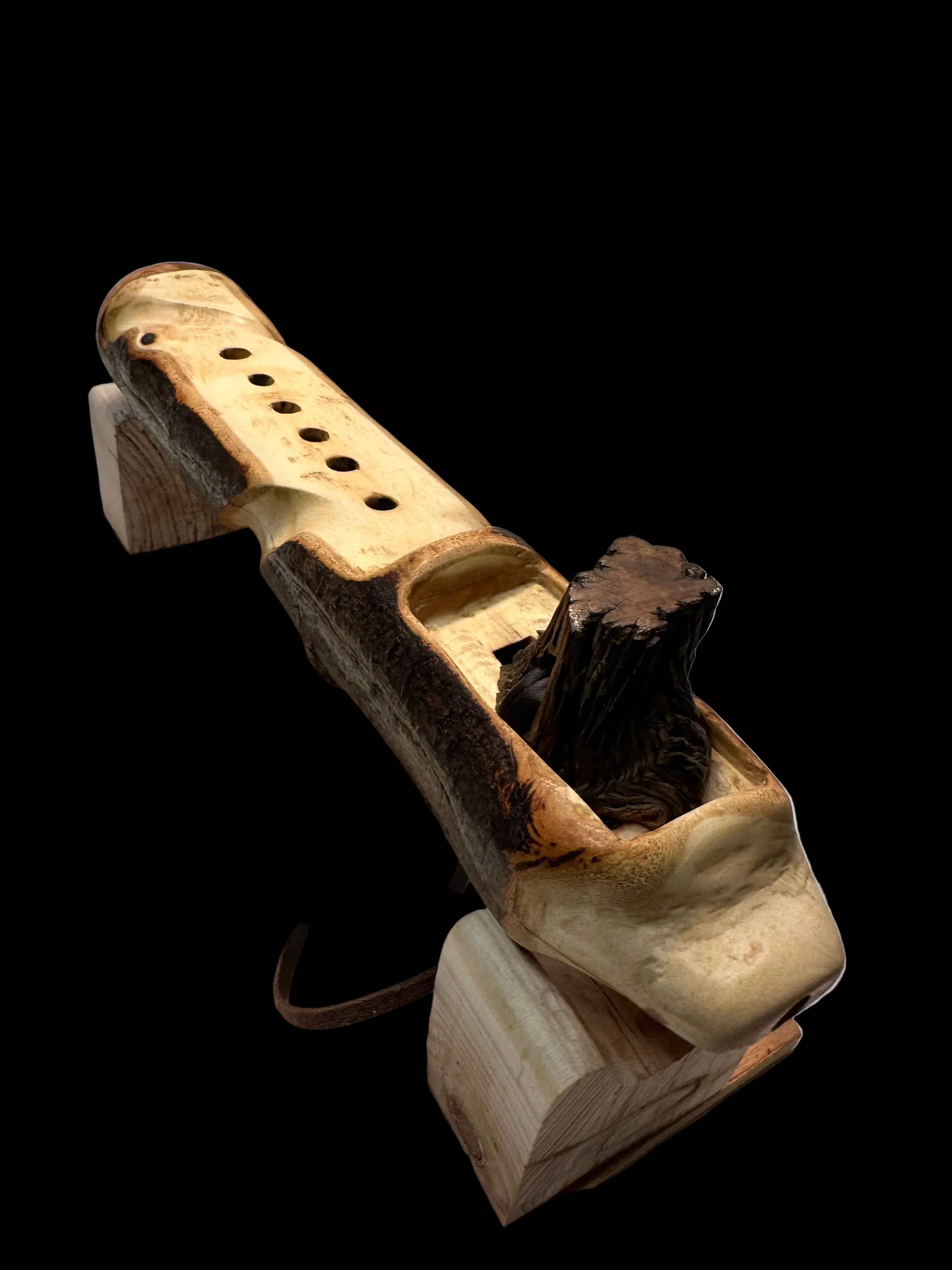 Handcrafted Native Style Branch Flute Key of b 432hz Ash wood. Available now!