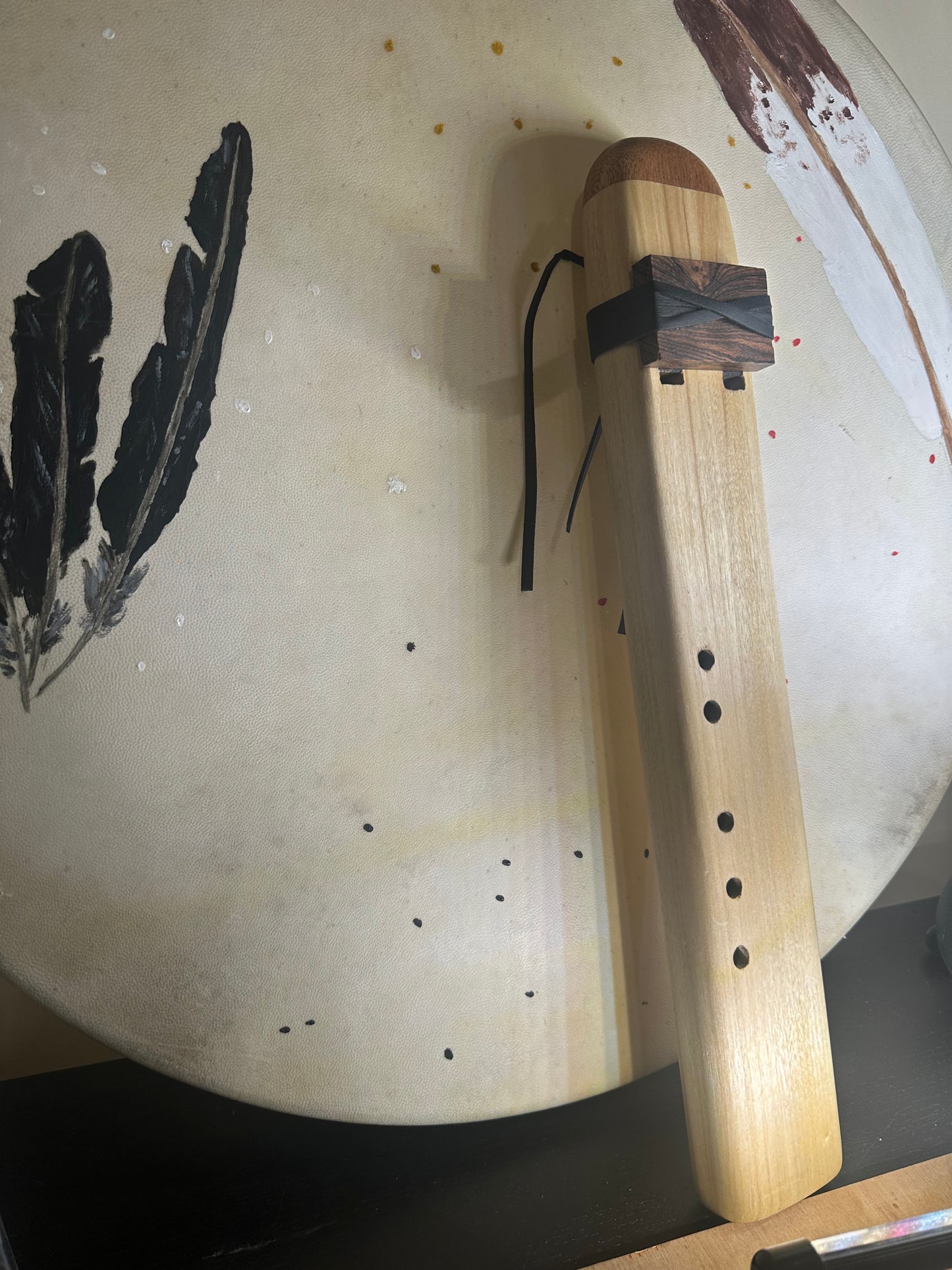 Native American Style Drone Flute Tulip wood & Mahogany Am 432hz (Available now)