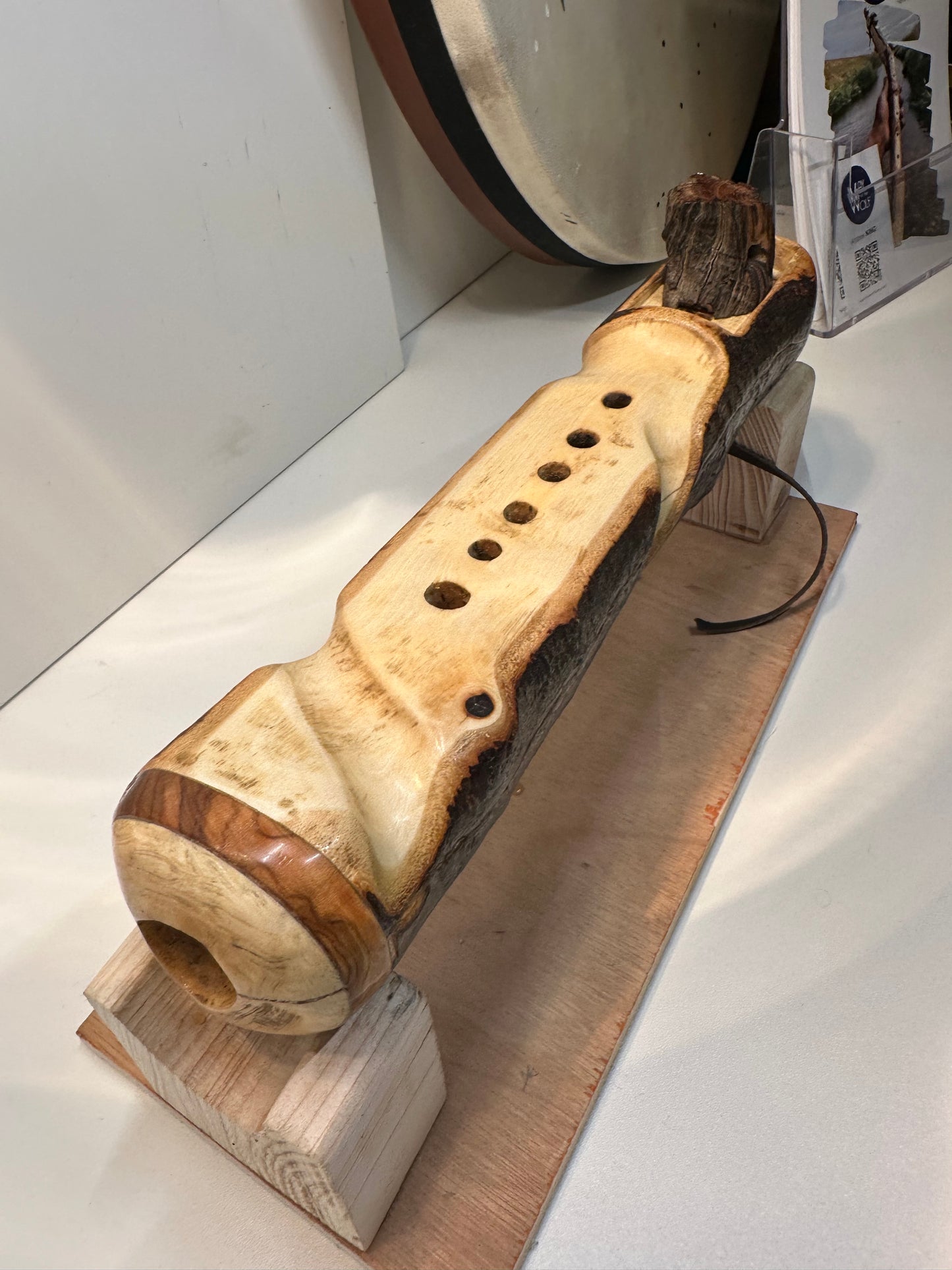 Handcrafted Native Style Branch Flute Key of b 432hz Ash wood. Available now!