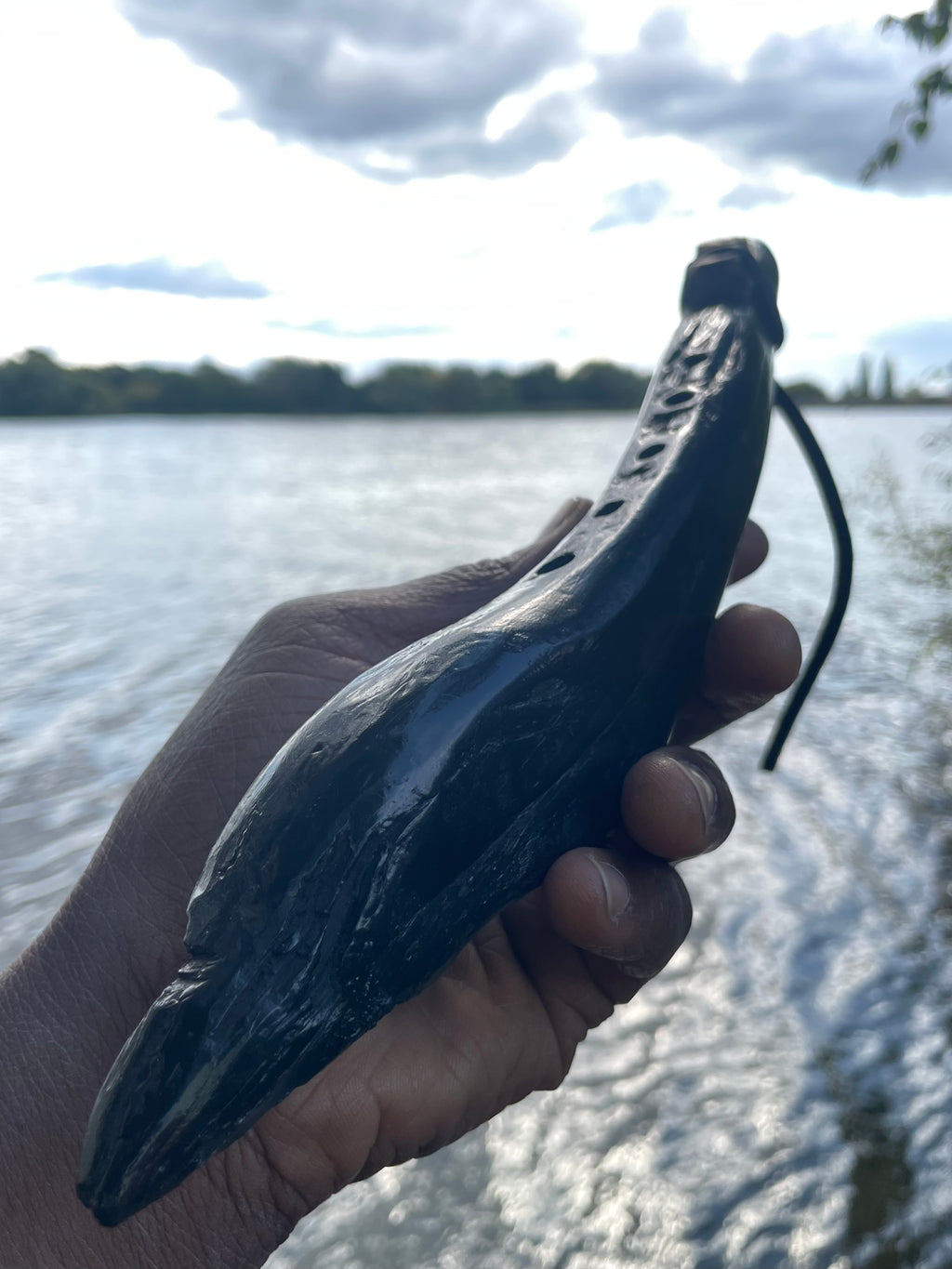 Native Style Branch Flute (Carved Crow) Key of C 440hz English Bog Oak. Available now!